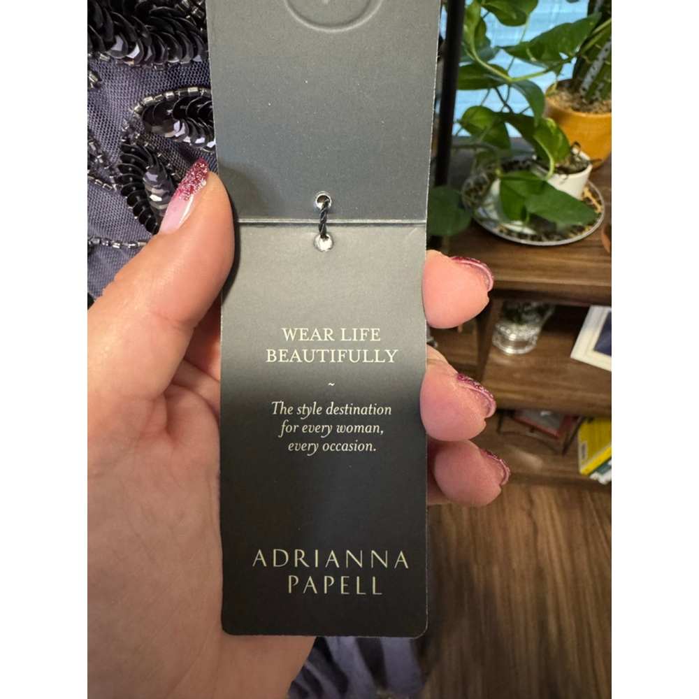 Women's Adrianna Papell Beaded Moonscape Maxi Dress US 6 Grey Black - Picture 6 of 13